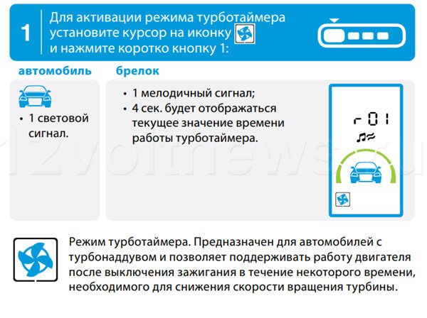 Включение турботаймера Старлайн А93: шаг 1
