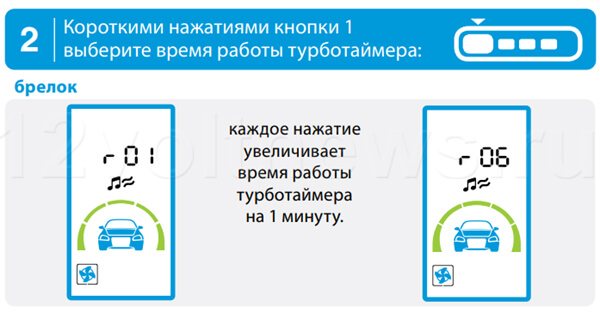 Включение турботаймера Старлайн А93: шаг 2